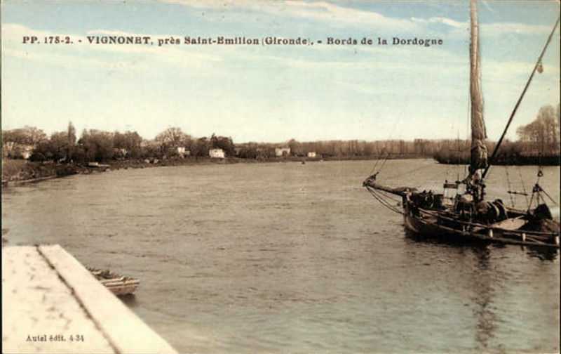 Carte postale ancienne Vignonet - bords de la Dordogne 2