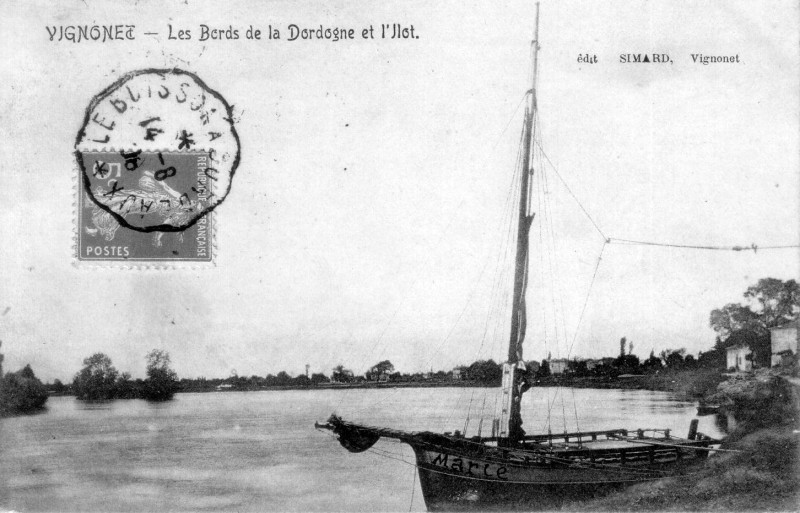 Carte postale ancienne Vignonet - bords de la Dordogne 3
