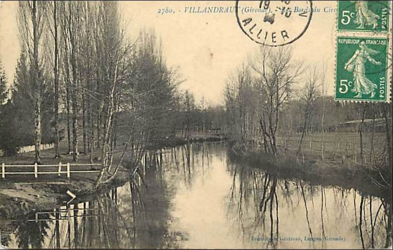 Carte postale ancienne Villandraut - Les bords du Ciron 2