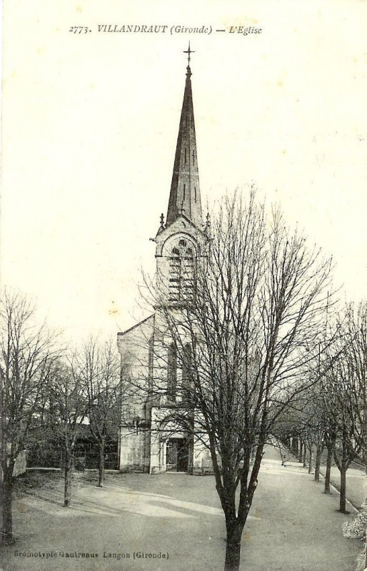 Carte postale ancienne Villandraut - église 1