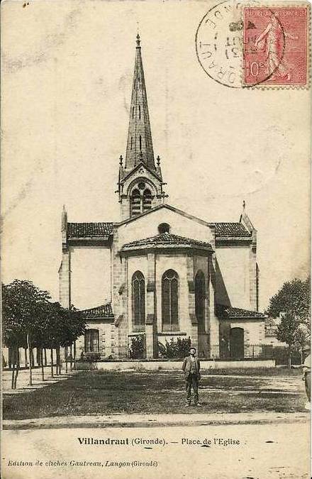 Carte postale ancienne Villandraut - église 2