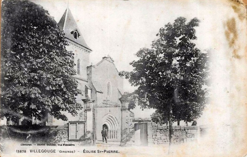 Carte postale ancienne Villegouge - église 4