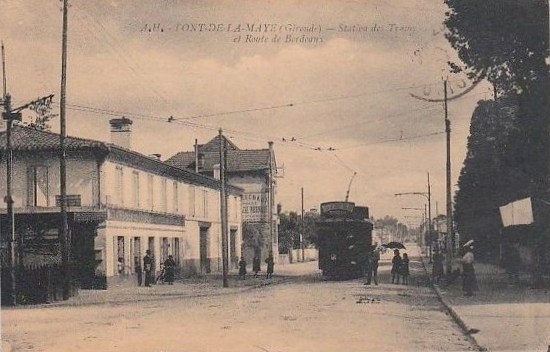 Carte postale ancienne Villenave-d'Ornon - Pont-de-la-Maye - tramway