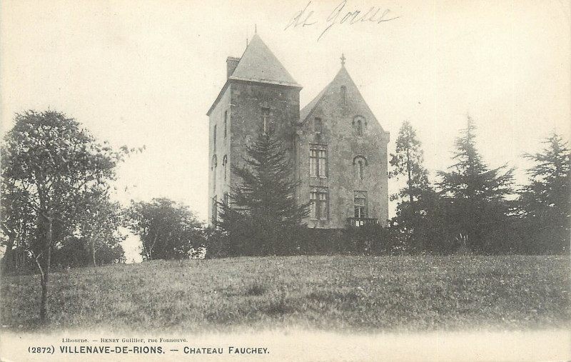 Carte postale ancienne Villenave-de-Rions - château Fauchey 2