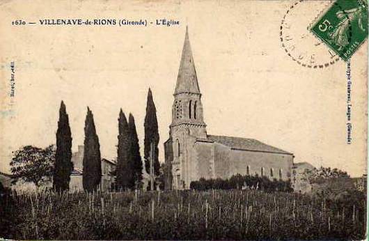 Carte postale ancienne Villenave-de-Rions - église 2