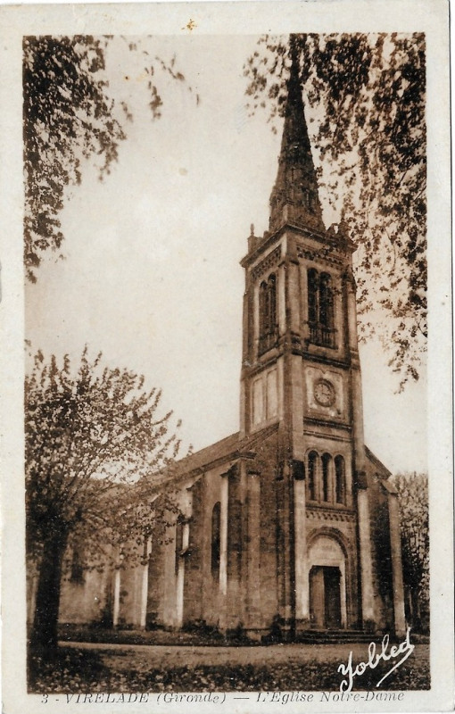 Carte postale ancienne Virelade - église Notre-Dame