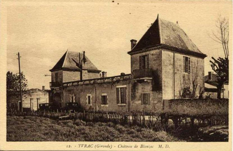 Carte postale ancienne Yvrac château Blanzac 2