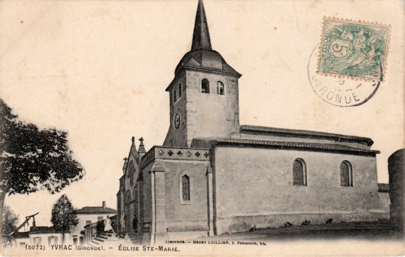 Carte postale ancienne Yvrac église 2