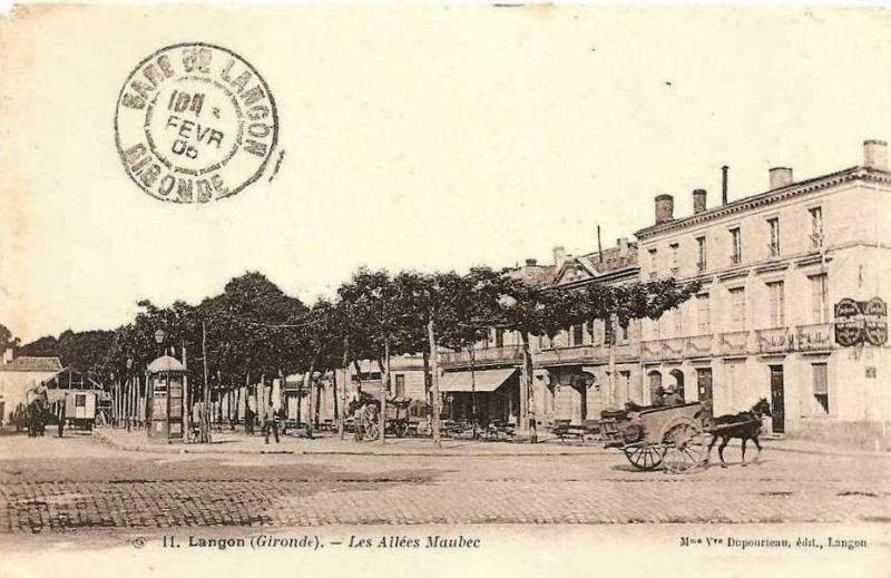 Carte postale ancienne Langon - allées Maubec 4