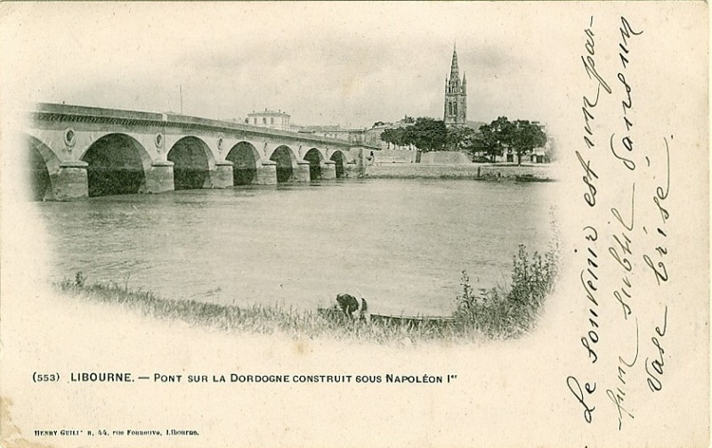Carte postale ancienne Libourne Pont de Pierre 8