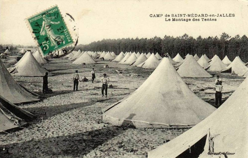 Carte postale ancienne Camp de Saint-Médard - Tentes 1