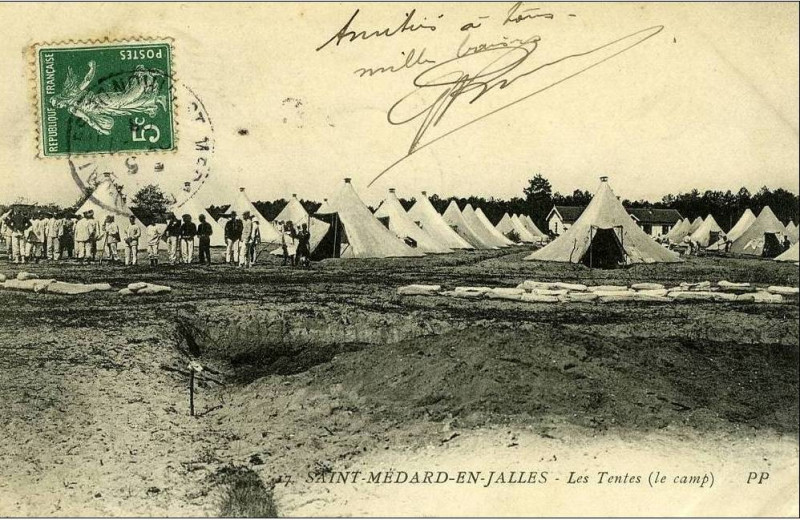Carte postale ancienne Camp de Saint-Médard - Tentes 10