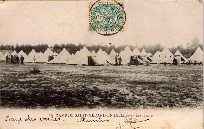 Carte postale ancienne Camp de Saint-Médard - Tentes 11