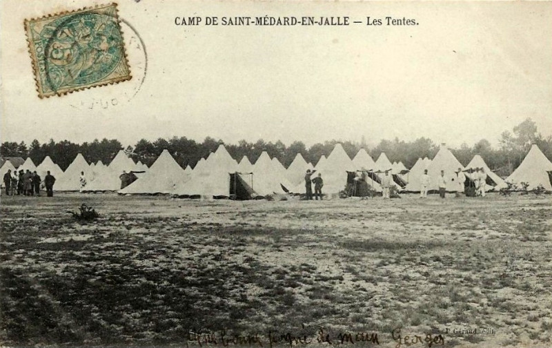 Carte postale ancienne Camp de Saint-Médard - Tentes 12