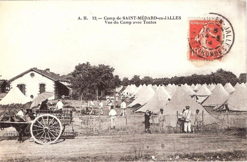 Carte postale ancienne Camp de Saint-Médard - Tentes 14