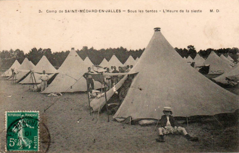 Carte postale ancienne Camp de Saint-Médard - Tentes 3