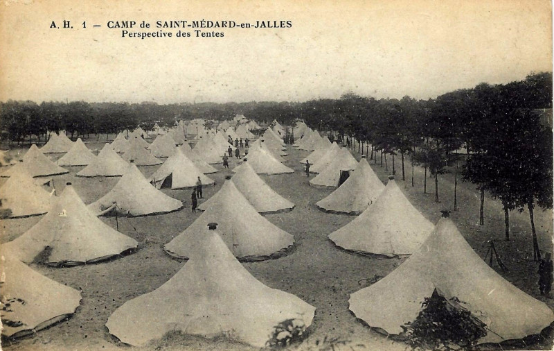 Carte postale ancienne Camp de Saint-Médard - Tentes 4