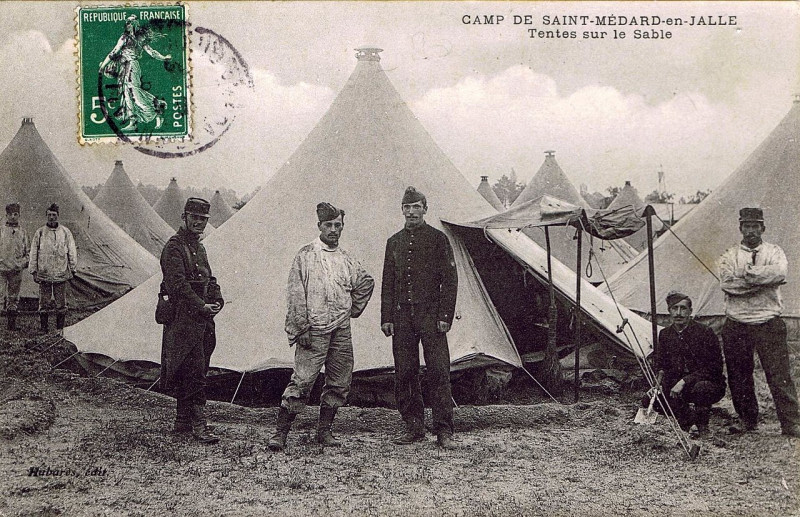 Carte postale ancienne Camp de Saint-Médard - Tentes 5