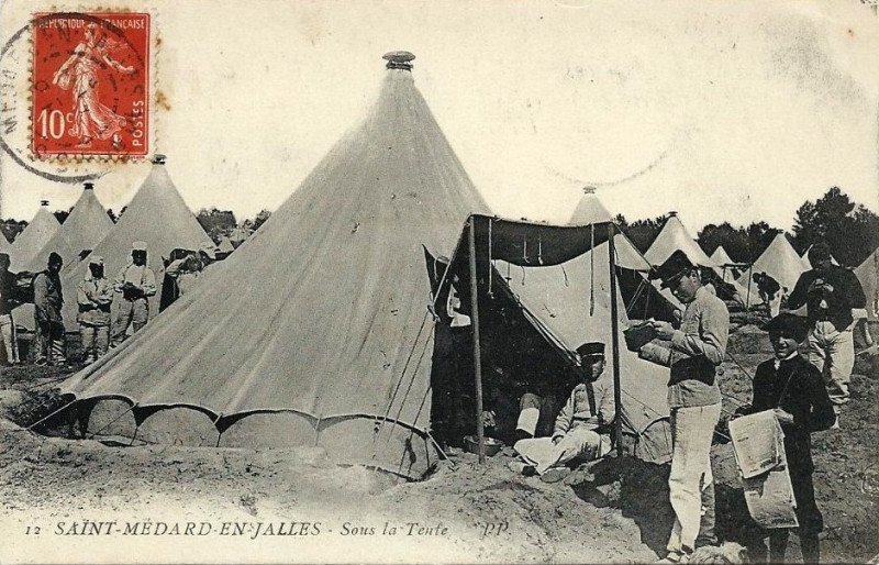 Carte postale ancienne Camp de Saint-Médard - Tentes 6
