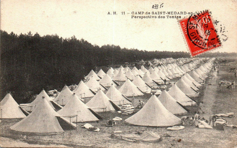 Carte postale ancienne Camp de Saint-Médard - Tentes 9