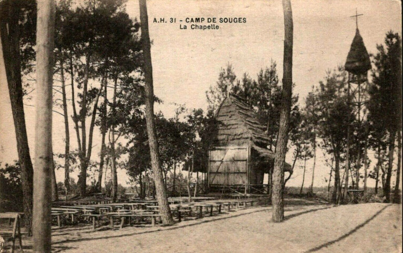 Carte postale ancienne Camp de Souge - Chapelle 1