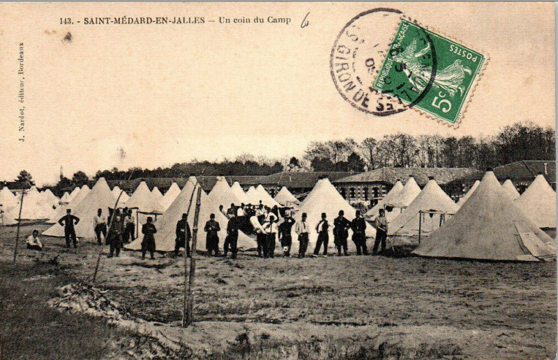 Carte postale ancienne Camp de Souge - un coin du camp