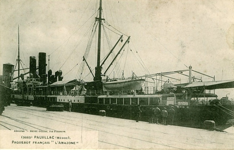 Carte postale ancienne Pauillac-Trompeloup - Paquebot Amazone 1