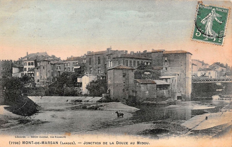Carte postale ancienne Mont-de-Marsan - Le Midou et la Douze - confluent 9a