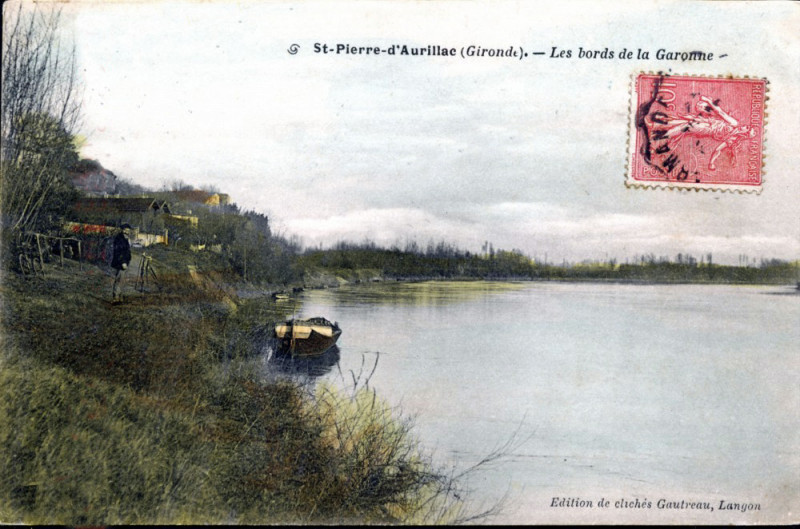 Carte postale ancienne Saint-Pierre-d'Aurillac - Bords de la Garonne 1a