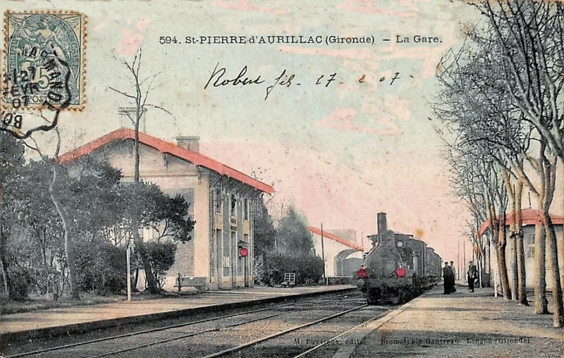 Carte postale ancienne Saint-Pierre-d'Aurillac - Gare 1b