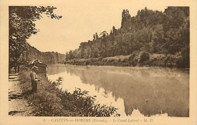 Carte postale ancienne Castets-en-Dorthe - canal latéral