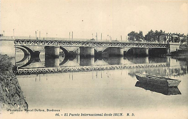Carte postale ancienne El Puente Internacional desde Irun - Marcel Delboy, Bordeaux