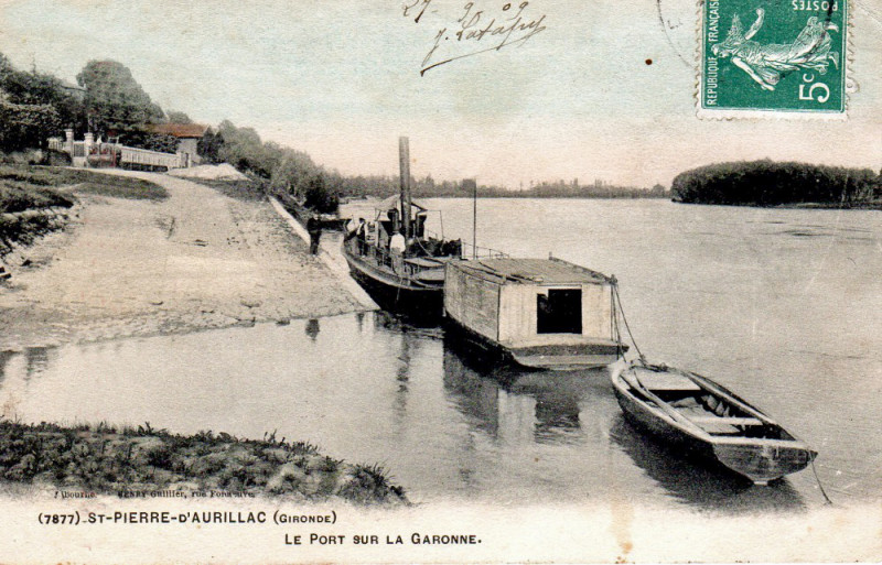 Carte postale ancienne Saint-Pierre-d'Aurillac - Bords de la Garonne 7