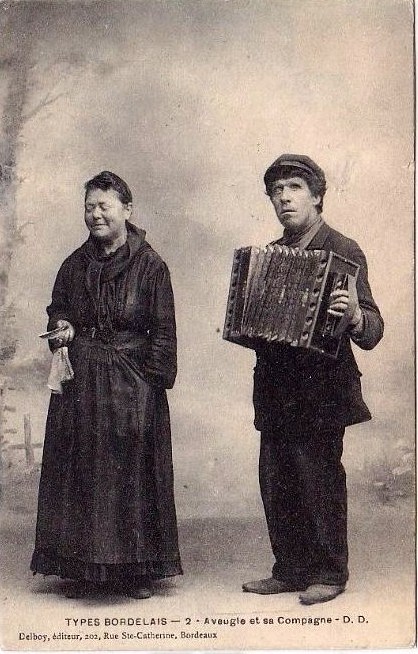 Carte postale ancienne Types Bordelais 2 - Aveugle et compagne