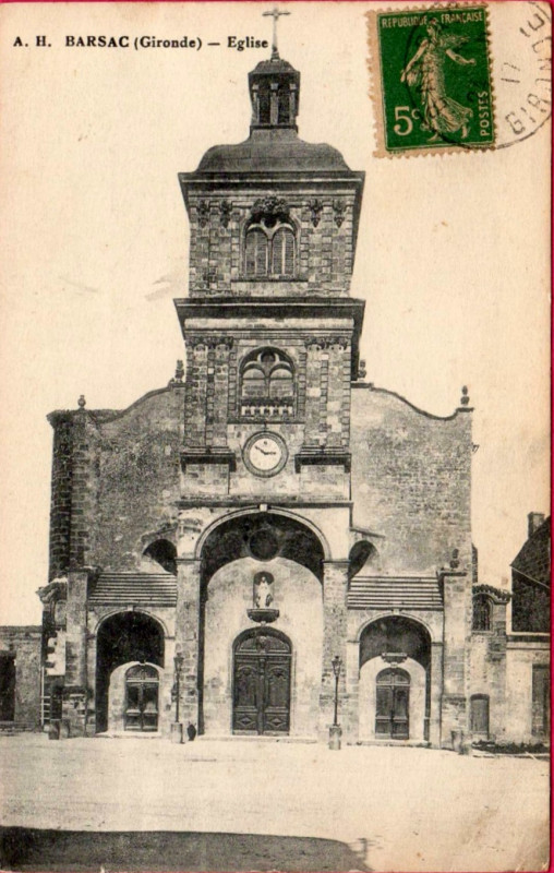 Carte postale ancienne Barsac - église 2