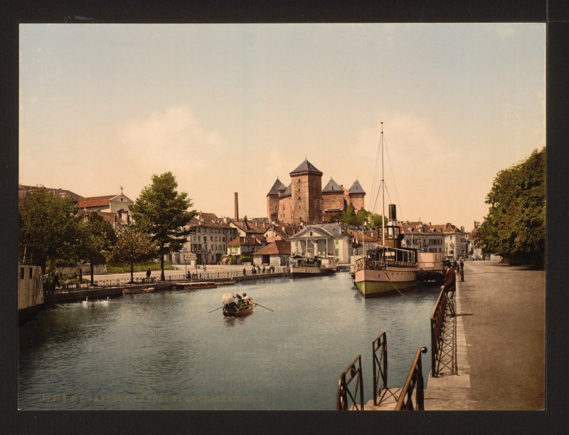 Carte postale ancienne Harbor and chateau fort, Annecy, France-LCCN2001697555