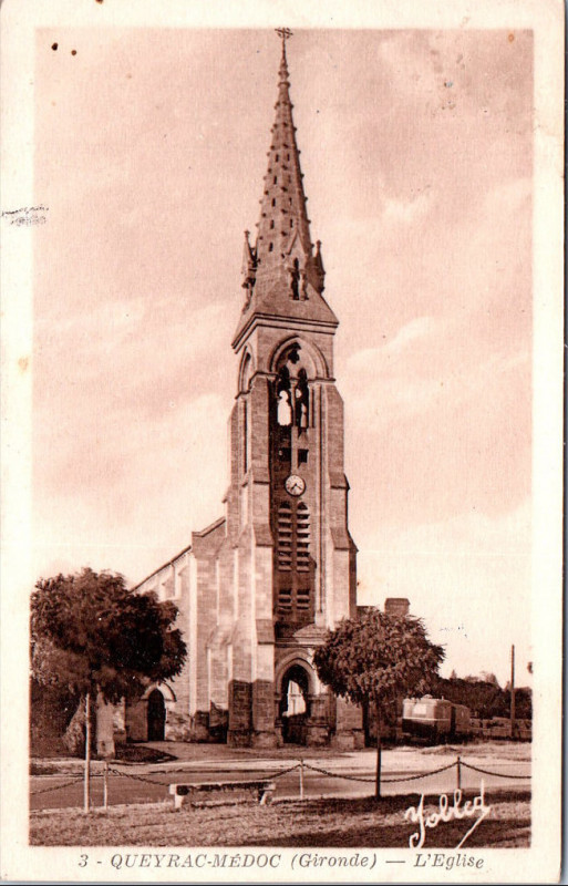 Carte postale ancienne Queyrac - église 1