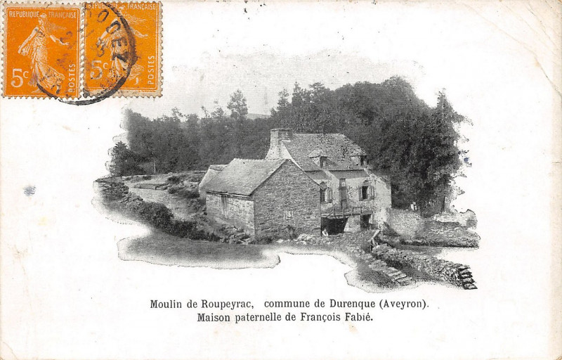 Carte postale ancienne Durenque (Aveyron) - Moulin de Roupeyrac a