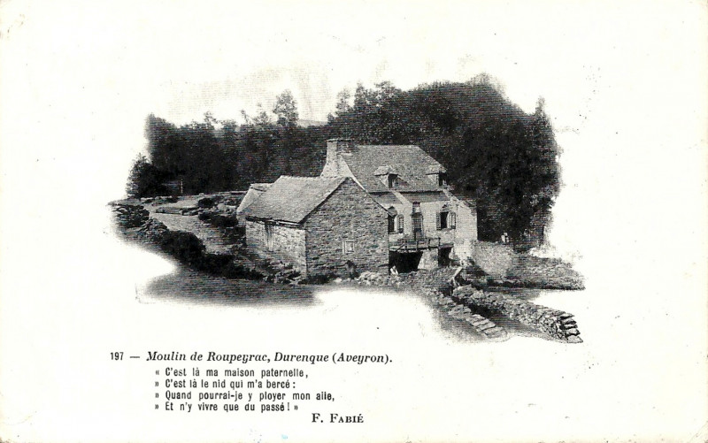 Carte postale ancienne Durenque (Aveyron) - Moulin de Roupeyrac b