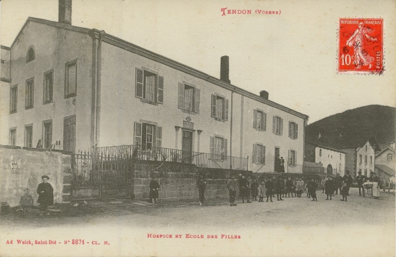 Carte postale ancienne Tendon. - Hospice et Ecole des Filles