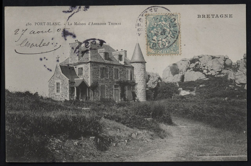 Carte postale ancienne Penvénan - Maison d'Ambroise Thomas à Penvénan