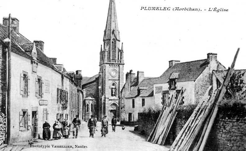 Carte postale ancienne Plumelec église
