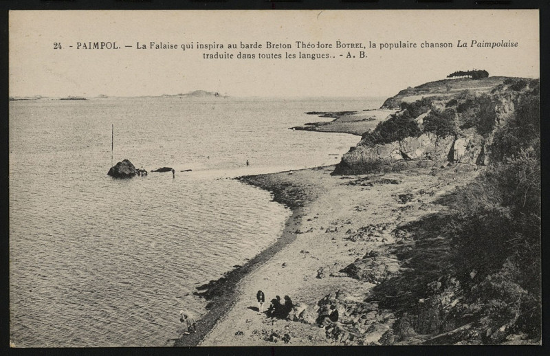 Carte postale ancienne Paimpol - Falaise qui inspira à Théodore Botrel la chanson La Paimpolaise à Paimpol