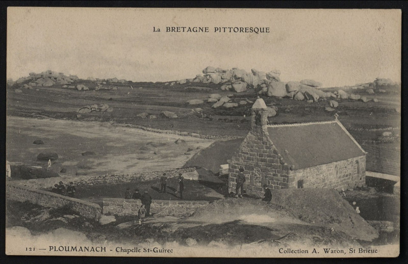 Carte postale ancienne Ploumanach - Chapelle Saint-Guirec à Perros-Guirec
