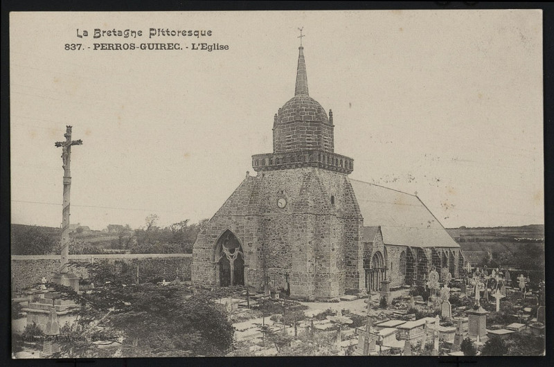Carte postale ancienne Perros-Guirec - Eglise à Perros-Guirec