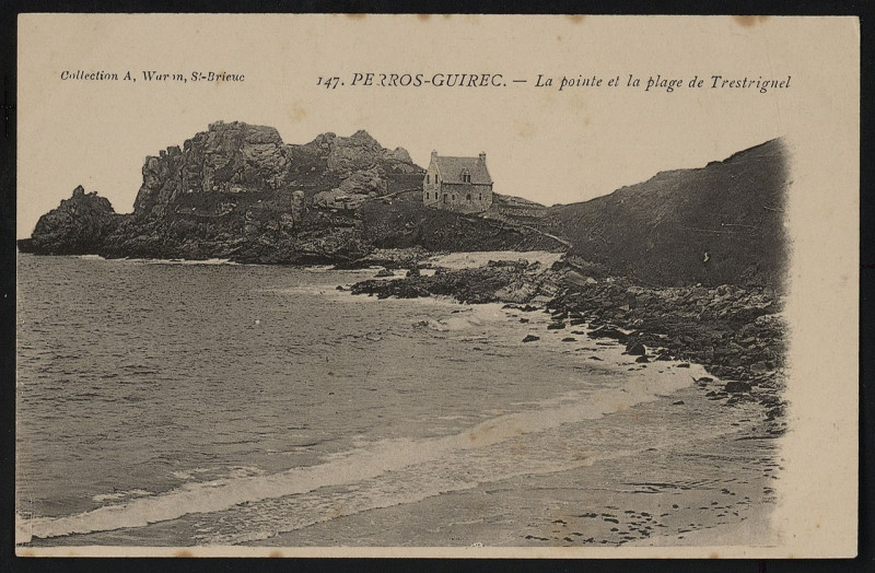 Carte postale ancienne La pointe et plage de Trestrignel à Perros-Guirec