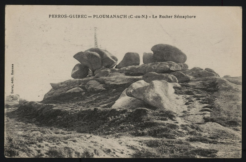 Carte postale ancienne Perros-Guirec - Le Rocher Sémaphore à Perros-Guirec