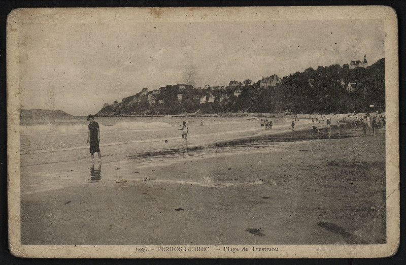 Carte postale ancienne Perros-Guirec - Plage de Trestraou à Perros-Guirec