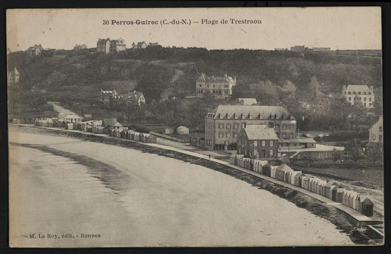 Carte postale ancienne Perros-Guirec - Plage de Trestraou à Perros-Guirec