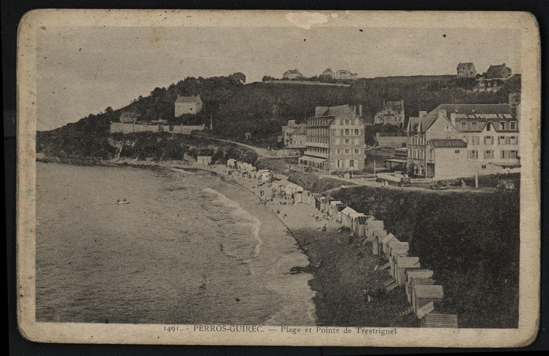 Carte postale ancienne Perros-Guirec - Plage et pointe de Trestignel à Perros-Guirec